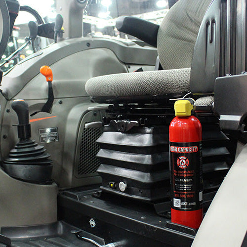 fire extinguisher in a tractor
